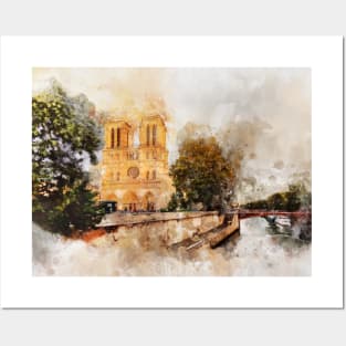 Notre-Dame de Paris Watercolor 03 Posters and Art
